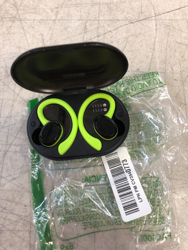 Photo 2 of Wireless Earbud, Sport Bluetooth 5.3 Headphones with Earhooks Bluetooth Earbud in-Ear with Immersive Sound, Wireless Earphones IP7 Waterproof, Dual LED Display, 48H Playtime, Noise Cancelling, Running Green