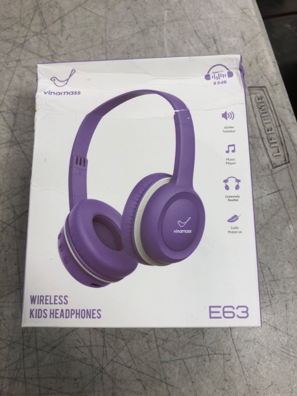 Photo 2 of vinamass Kids Bluetooth Headphones, 22H Playtime, Bluetooth 5.0 & Built-in Mic, Noise Cancelling Headphones for Kids, Adjustable Headband, for School Home iPad Tablet Airplane Purple