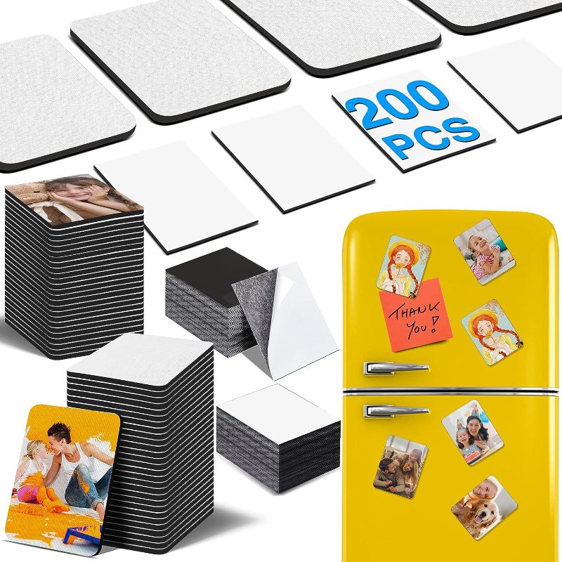 Photo 1 of 200Pcs Sublimation Magnet Blanks Set,Personalized Sublimation Refrigerator Magnet for Home Kitchen Microwave Oven Decor&Office Calendar with 100PCS Blank Rubber Pad(6x8cm), 100PCS DIY Soft Magnetic
