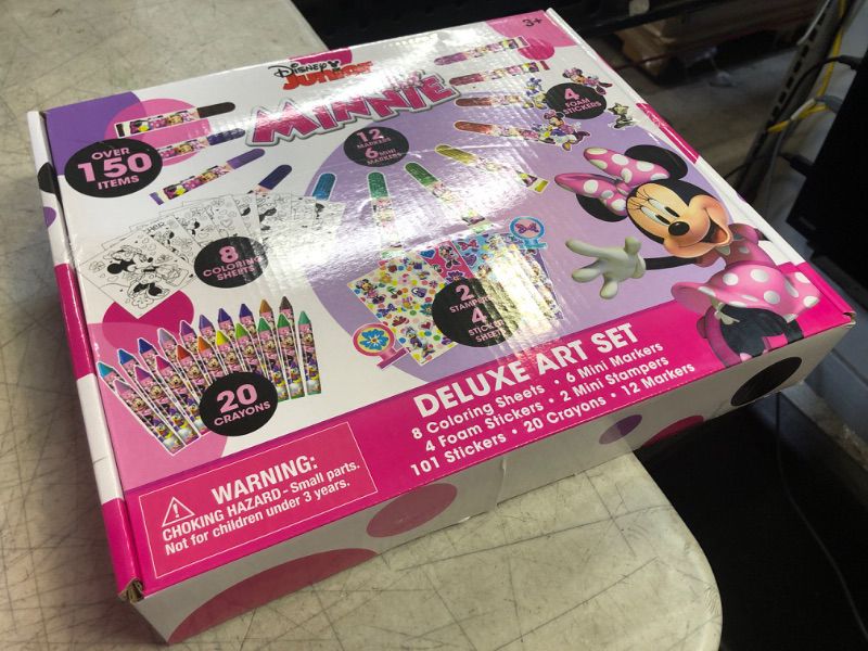 Photo 2 of Disney Minnie Mouse Coloring Art Set for Kids with Stickers and Stampers, 150+ pieces