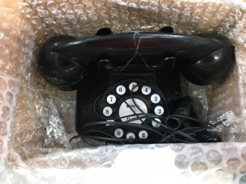 Photo 2 of Corded Landline Telephone, Old Phone Crystal Clear Sound Vintage Landline Phone with Redial Function, Simple Push-Button Operation, Old Fashioned Desk Telephone for Home, Office, Hotel, Black