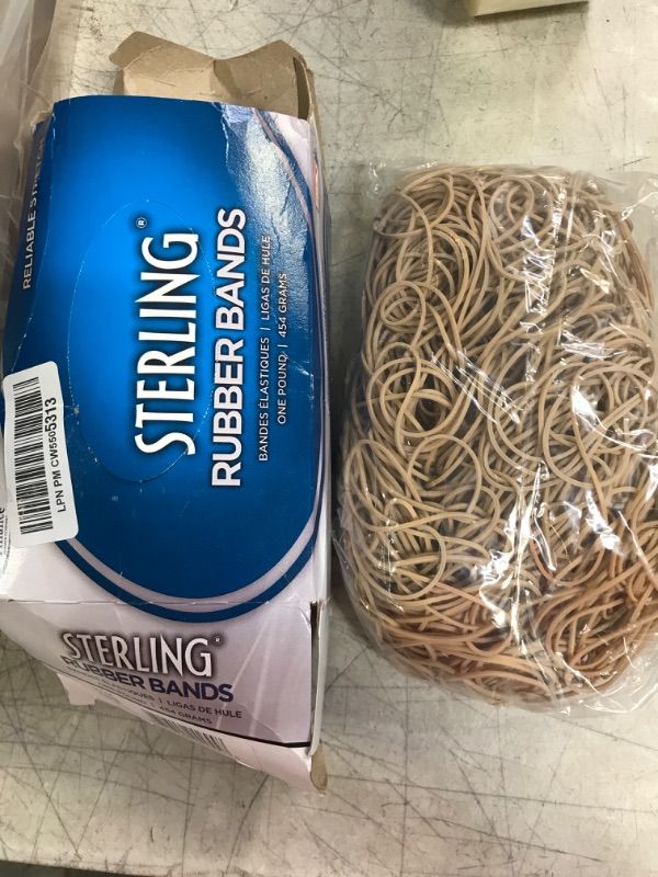 Photo 2 of Alliance Rubber 24255 Sterling Rubber Bands Size #117A, 1 lb Box Contains Approx. 500 Bands (7" x 1/16", Natural Crepe) Beige