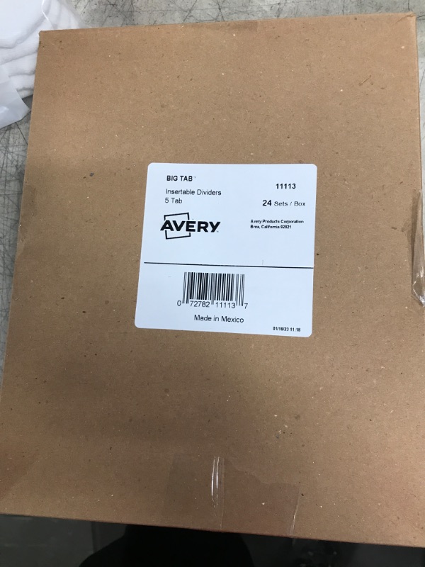 Photo 2 of Avery 11113 Insert Divider Bulk Pk, 5 Tabs, 24 Sets/Bx, Buff Stock/Clear