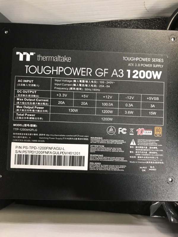 Photo 3 of Thermaltake Toughpower GF A3 1200W Parts