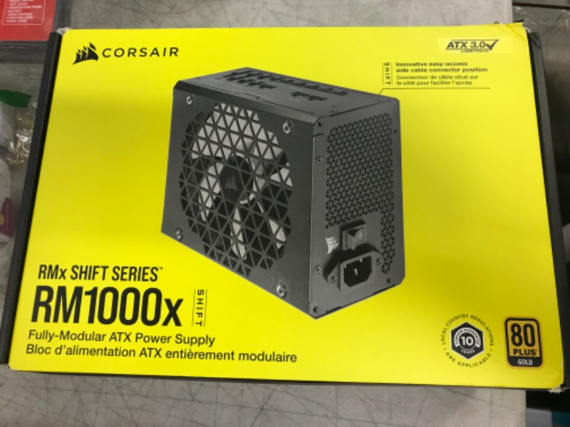 Photo 2 of Corsair RM1000x Shift Fully Modular ATX Power Supply - Modular Side Interface - ATX 3.0 & PCIe 5.0 Compliant - Zero RPM Fan Mode - 105°C-Rated Capacitors - 80 Plus Gold Efficiency - Black RMx Shift (ATX 3.0 & PCIe 5.0) 1000W