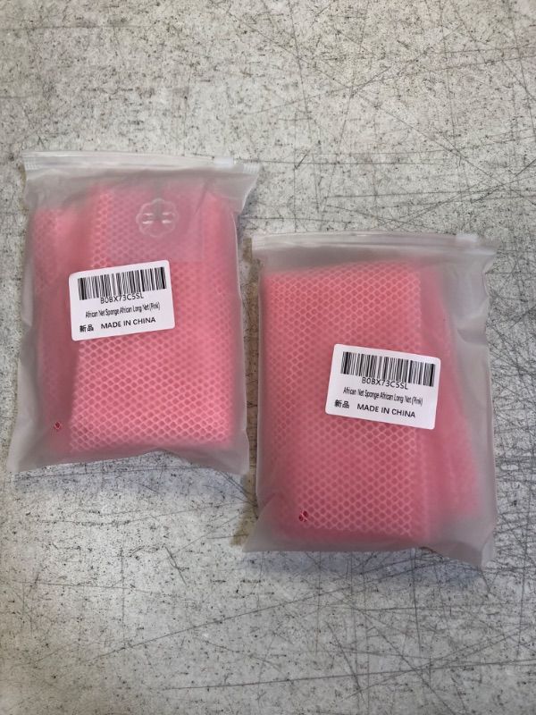 Photo 1 of African Net Long Bath Net Sponge,JASSINS African Bathing Body Exfoliating Net Shower Body/ Back Scrubber Skin Smoother,Stretch Length to 66 INCH (Pink) (PACK OF 2)
