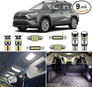 Photo 1 of AUTOGINE White LED Interior Lights Kit for Toyota RAV4 2016 2017 2018 2019 2020 2021 2022 Super Bright 6000K Interior LED Lights Bulbs Package + Install Tool
