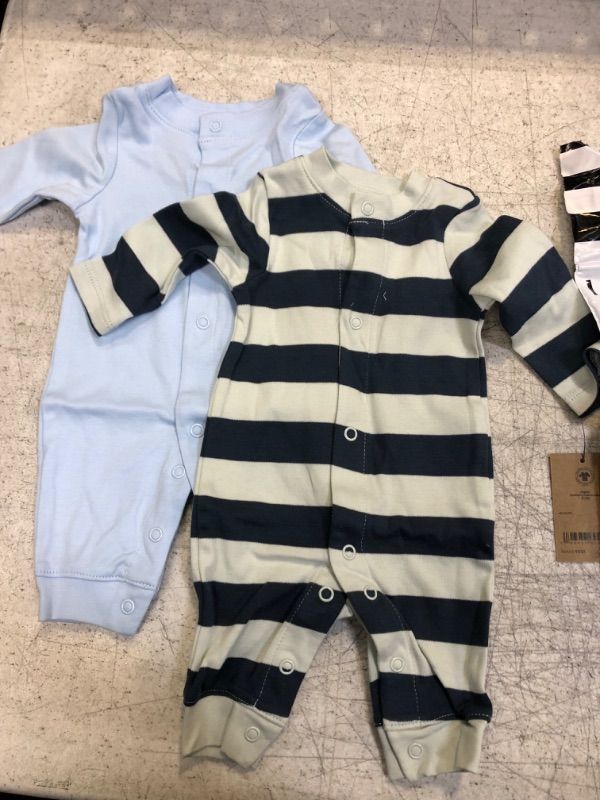 Photo 2 of Amazon Aware Unisex Babies' Organic Cotton Footless Coverall, Pack of 2 Newborn Blue Stripe