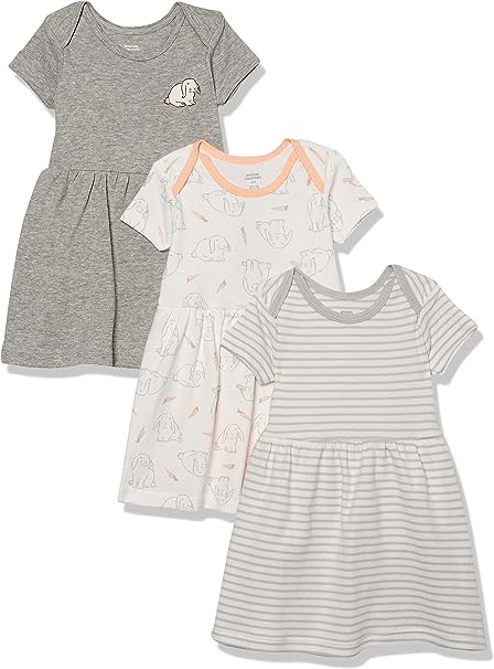 Photo 1 of Amazon Essentials Baby Girls' Short-Sleeve Dress, Pack of 3 Newborn 