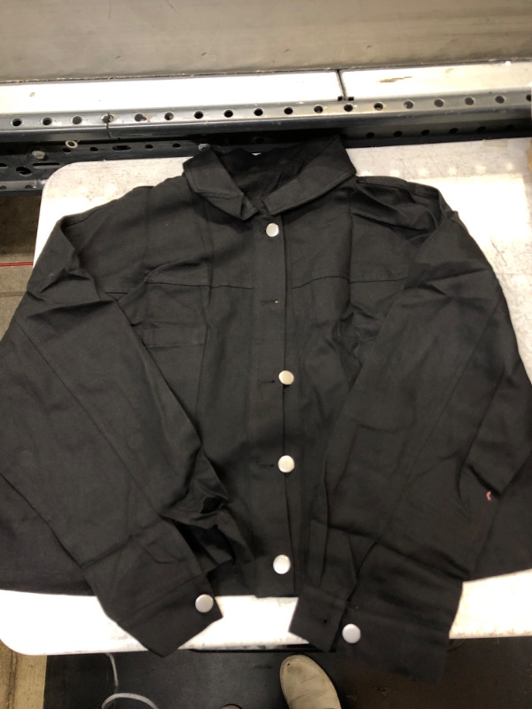 Photo 1 of Black Cropped Denim Jacket X-Large