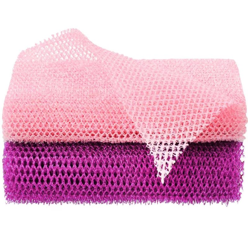 Photo 1 of 2 Pcs African Net Sponge,African Exfoliating Net,Long Exfoliating Bath Sponge,African Towel Exfoliating,Nylon Net,African Net Wash Cloths,Multipurpose net,Back Scrubber for Shower(Pink?Purple)