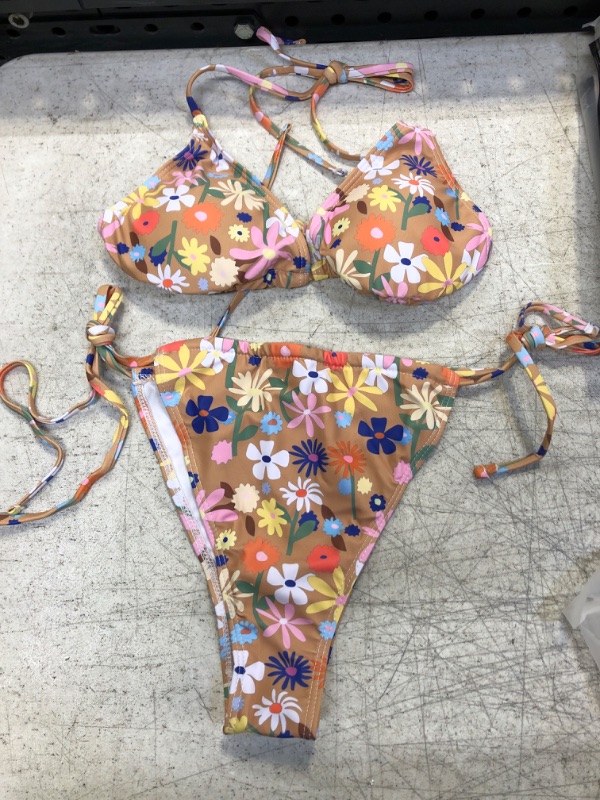 Photo 1 of Brown Floral Bikini Set Medium