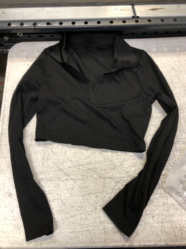 Photo 1 of Black Long Sleeve Crop Top Small