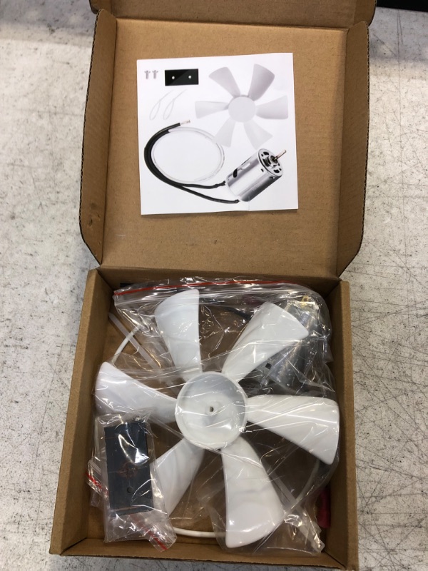 Photo 2 of 6 inch RV Vent Fan, 12V D-Shaft RV Fan Motor with White Fan Blade, RV Exhaust Fan with 2 Screws 2 Zip Ties and Template for mounting, Replacement Parts for RV Roof Celling Bathroom Exhaust
