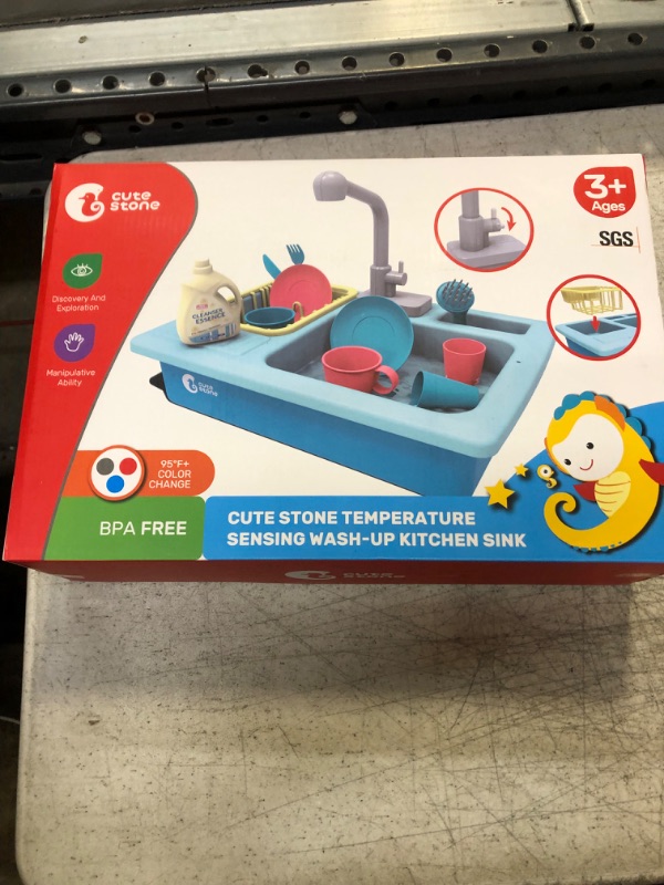 Photo 2 of CUTE STONE Kitchen Sink Toys Blue and Tea Party Playset, Great Gift for Boys Girls