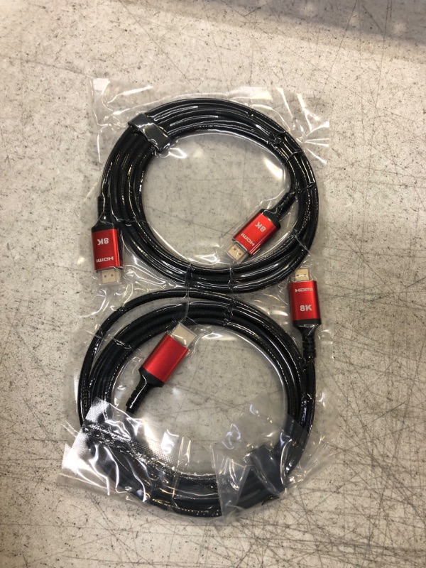 Photo 1 of Snowkids 8K HDMI Cable 2.1 6.6FT 2-Pack, 48Gbps High Speed HDMI Braided Cord-4K@120Hz 144Hz 8K@60Hz, HDCP 2.2&2.3, Dynamic HDR, eARC,DTS:X, HDR 4:4:4 DTS: X Compatible for Roku TV/HDTV/PS5/Blu-ray 6.6 feet Red