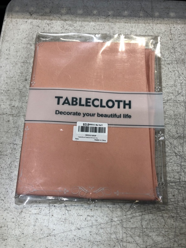 Photo 1 of Fitable Pink Round Tablecloth 60 inch, Stain and Wrinkle Resistant Washable Polyester Table Cloth, Decorative Table Cover for Dining Table, Buffet Parties and Camping 60 Round Pink