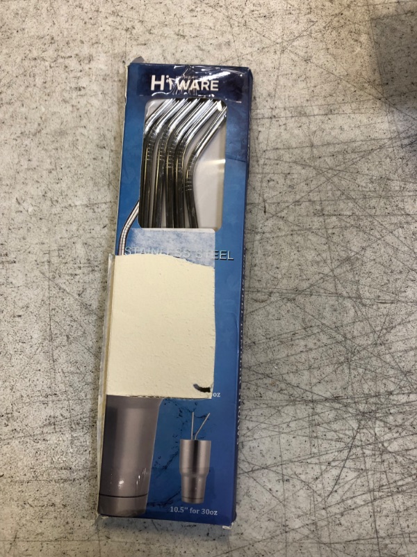 Photo 2 of Hiware 12-Pack Reusable Stainless Steel Metal Straws with Case - Long Drinking Straws for 30 oz and 20 oz Tumblers Yeti Dishwasher Safe - 2 Cleaning Brushes Included Silver