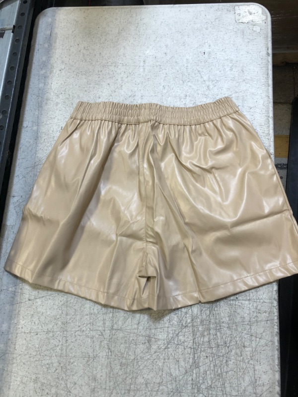 Photo 1 of Faux Leather Short for Women, XL Apricot