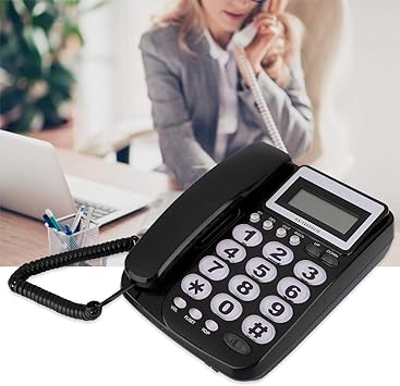 Photo 1 of Landline Phones for Home,Corded Telephone, Wired Landline House Phone with Speaker for Seniors, Extra-Large Buttons, Caller ID Integrated Telephone with Call Blocking for Home, Office, Hotel(Black)
