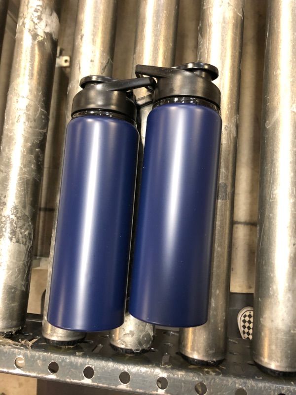 Photo 1 of 2 PACK OF ALUMINUM WATER BOTTLES NAVY BLUE 