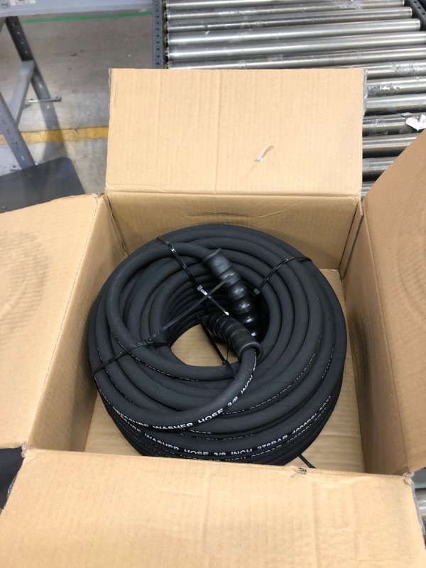 Photo 2 of YAMATIC 3/8" Pressure Washer Hose 125FT Hot Water Power Washer Hose Max 212°F with Swivel Quick Connect, 4000 PSI Commercial Grade Steel Wire Braided & Synthetic Rubber Jacket, Kink Resistant 125 FT