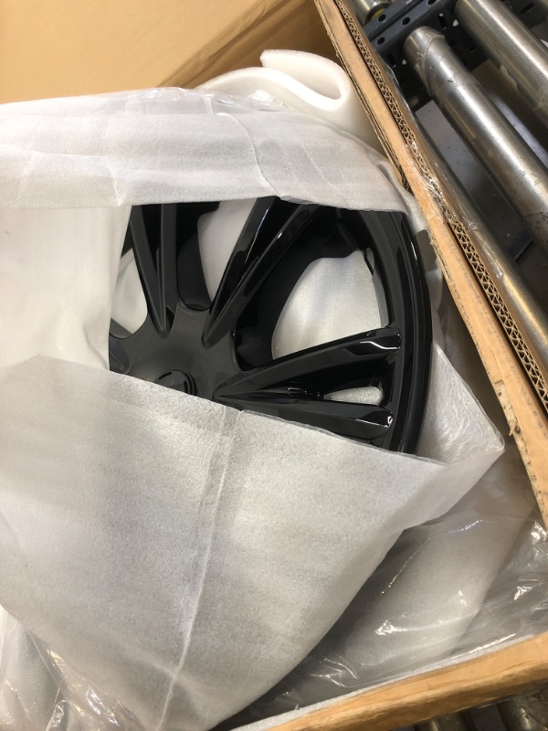 Photo 1 of Model Y Wheel Covers 19 inch for 2019-2023 Tesla Model Y Hubcaps - Set of 4 Replacement Hub Caps - Enhanced Protection and Stylish Design - Glossy Black Finish Black 19" Wraparound Series