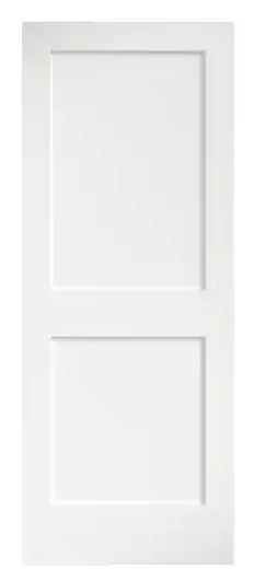 Photo 1 of 24 in. x 80 in. x 1-3/8 in. Shaker White Primed 2-Panel Solid Core Wood Interior Slab Door
