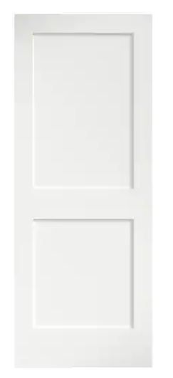 Photo 1 of 28 in. x 80 in. x 1-3/8 in. Shaker White Primed 2-Panel Solid Core Wood Interior Slab Door
