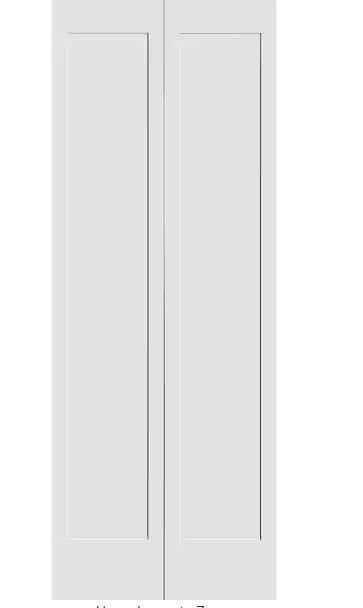 Photo 1 of 24 in. x 80 in. Solid Wood Primed White Unfinished MDF 1-Panel Bi-fold Door