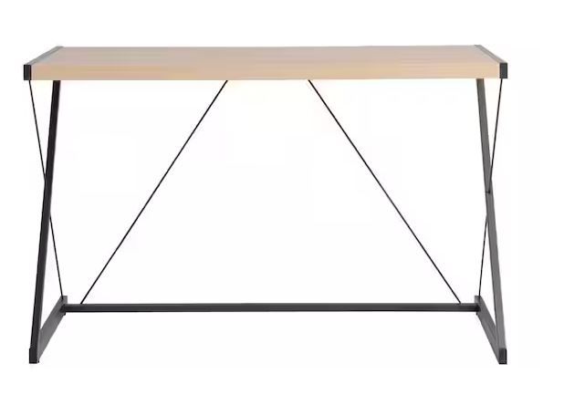 Photo 1 of 47 in. x 23 in. Light Oak Computer Desk with Metal Base
