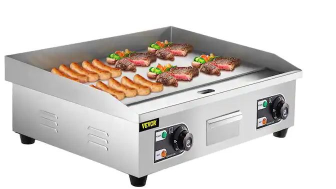 Photo 1 of 26 in. Commercial Electric Griddle 3200 Watt 50°C - 300°C Stainless Steel Electric Flat Top Grill with Drip Hole
