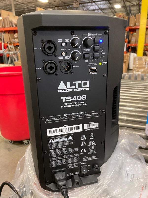 Photo 3 of Alto Professional TS408 - 2000W 8" Powered PA Speaker with 3 Channel Mixer, Bluetooth Streaming, Wireless Loudspeaker linking, DSP and Alto App New Model with Bluetooth 8" woofer