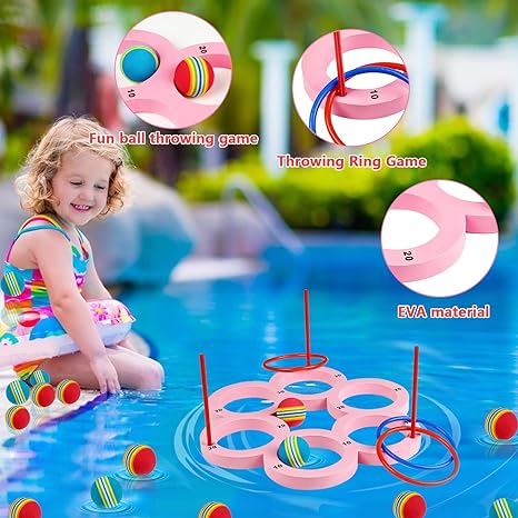 Photo 1 of 2 Sets of Pool Ring Toss Game with Score, Floating Ball Toss Game with Rings and Scoring Target Board, 3 Ways to Play, Swimming Pool & Outdoor Water Toys for Kids Adults and Family******Factory Sealed
