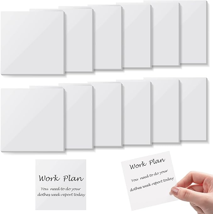 Photo 1 of 12 Packs 600 Pcs Tracing Sticky Notes Translucent Sticky Notes See Through Clear Sticky Notes Transparent Sticky Notes Waterproof Self Adhesive Pad for Book Studing(Clear, 3 x 2 Inch)