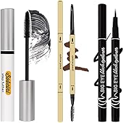 Photo 1 of 3 Different Silk Fiber Mascara,with Eyebrow Pencil,Natural Waterproof Smudge-Proof,All Day Exquisitely Long, Smudge-Proof Eyelashes (Coffee/Black)