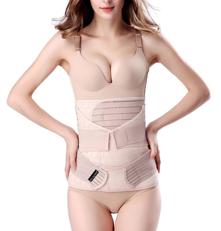 Photo 1 of ChongErfei 3 in 1 Postpartum Support - Recovery Belly/waist/pelvis Belt Shapewear Slimming Girdle, Beige, One Size For Posture Correction
