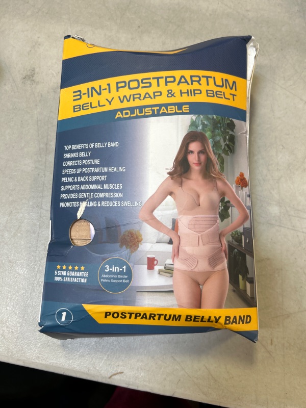 Photo 2 of ChongErfei 3 in 1 Postpartum Support - Recovery Belly/waist/pelvis Belt Shapewear Slimming Girdle, Beige, One Size For Posture Correction
