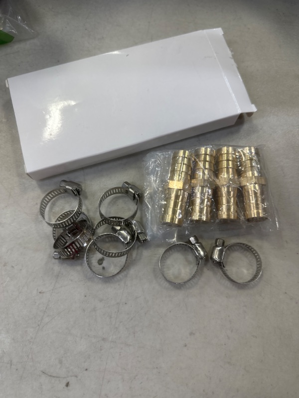 Photo 2 of 12 Pieces Hose Repair Connectors with Claps Brass Garden Hose Repair Kit Fitting Water Hose Repair Kit Solid Female Hose End Repair Small Garden Hose Parts and Connectors for Water Hose Repair Fitting