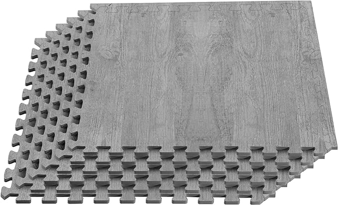 Photo 1 of 8Pieces Foam Tiles, Premium Wood Grain Interlocking Foam Floor Mats