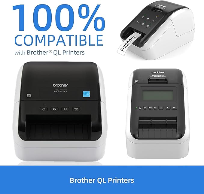 Photo 1 of Printholic - 12 Rolls Compatible with Brother DK 1201 (1-1/7" x 3-1/2") Labels Barcode Shipping Labels - 400/Roll Adress Labels for Brother QL Label Printers - Include 1 Detachable Frame******Factory Sealed
