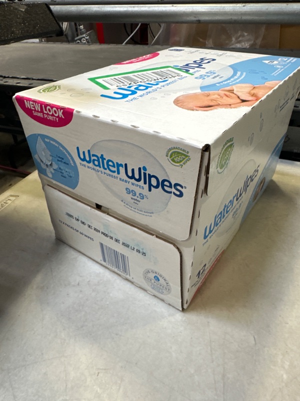 Photo 2 of Exp date 12/2024---WaterWipes Plastic-Free Original Baby Wipes, 99.9% Water Based Wipes, Unscented & Hypoallergenic for Sensitive Skin, 720 Count (12 packs), Packaging May Vary 720 Count (12 packs )