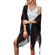 Photo 1 of ANXPTIME Cardigan for Women Womens Open Front Cardigan Beach Coverup Flowy Kimono for Women Black