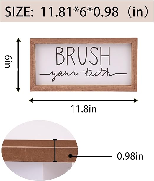 Photo 2 of 3 Pcs Bathroom Wall Decor Wood Signs Hands Washing Teeth Brushing Hair Combing Rustic Vintage Farmhouse Toilet Wooden Wall Art (White)