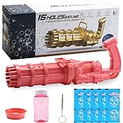 Photo 1 of Gatling Bubble Machine, 15-Hole Bubble Maker Producing Tons of Bubbles in Minutes, Motor Upgraded Cool Bubble Toy for Kids, Boys, Girls, Teenagers(Pink)******Factory Sealed
