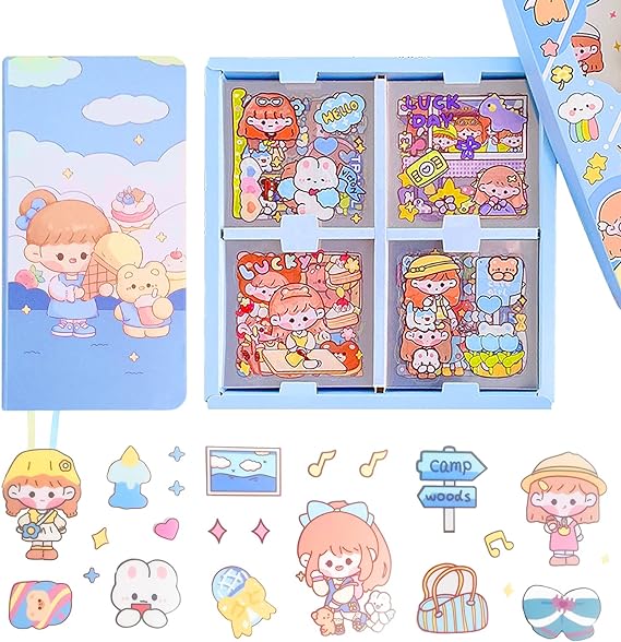 Photo 1 of 100 Sheets Cute Stickers,Kawaii Waterproof Vinyl Transparent Stickers Set for Water Bottles,Phone Cases,Laptops,Scrapbook,DIY Crafts Supplies for Girls Boys