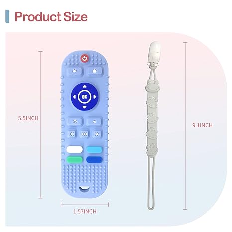 Photo 1 of ISEAINNO 1Pack Remote Control Teether Toys for Babies 3-6, 6-12 Months, Silicone Baby Teething Toys, BPA Free Infant Teethers Relief Soothe Toys, Chew Toys for Toddlers Infants Gum Discomfort (Blue)