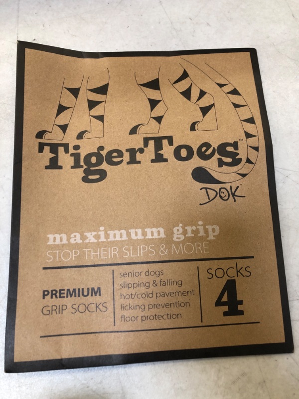 Photo 2 of DOK TigerToes Premium Non-Slip Dog Socks for Hardwood Floors - Extra-Thick Grip That Works Even When Twisted - Prevents Licking, Slipping, and Great for Dog Paw Protection (X-Small)