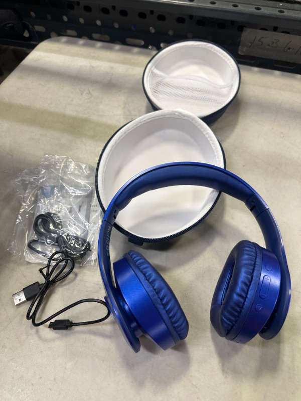 Photo 2 of Bluetooth Headphones Wireless,TUINYO Over Ear Stereo Wireless Headset 40H Playtime with deep bass, Soft Memory-Protein Earmuffs, Built-in Mic Wired Mode PC/Cell Phones/TV-Dark Blue