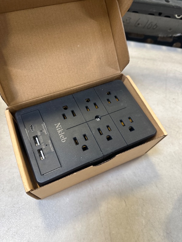 Photo 2 of Multi Plug Outlet Extender Nikleb, Surge Protector 12 Outlets, Wall Plug with 2 USB+ USB C Ports Total 3.1A, Charger Blocks Wall Mount, Outlet Splitter Heavy Duty for Home, Office, Garage Improvement Black surge protector usb c